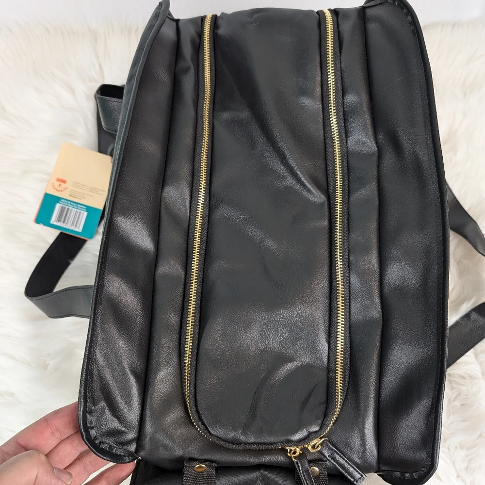Cosmo Furbabies faux leather pet carrier, 17Lx11Hx10W, black